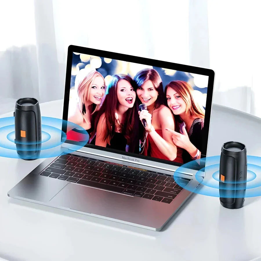 Powerful portable stereo Bluetooth speaker with deep bass and dual speakers for exceptional audio on the move