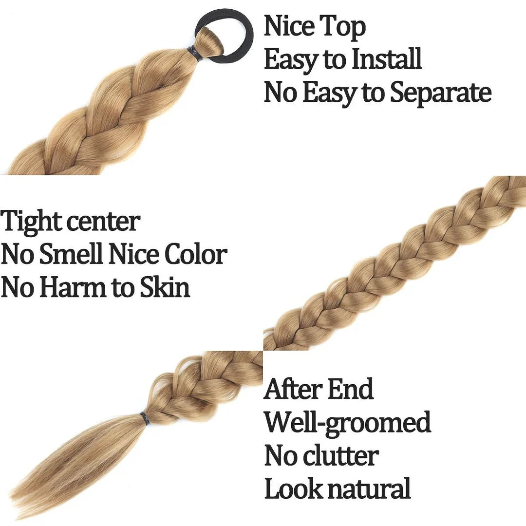 24-Inch Synthetic Braided Ponytail Hair Extension in Blonde Colour, Offering Luxurious British Style and Elegant Transformation
