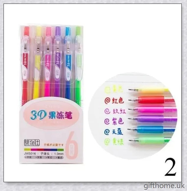 Vibrant 3D Jelly Pen with assorted colours, perfect for creative projects and artistic expression