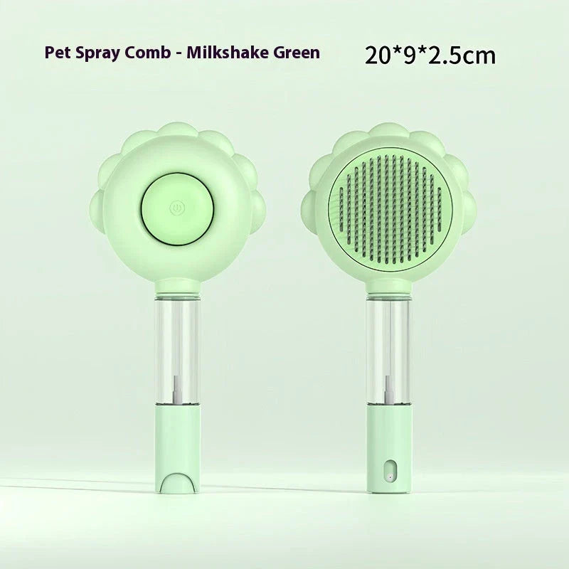 Premium 2-in-1 Self-Cleaning Pet Grooming Brush and Comb with curved comb teeth and ergonomic, non-slip handle for efficient and gentle grooming