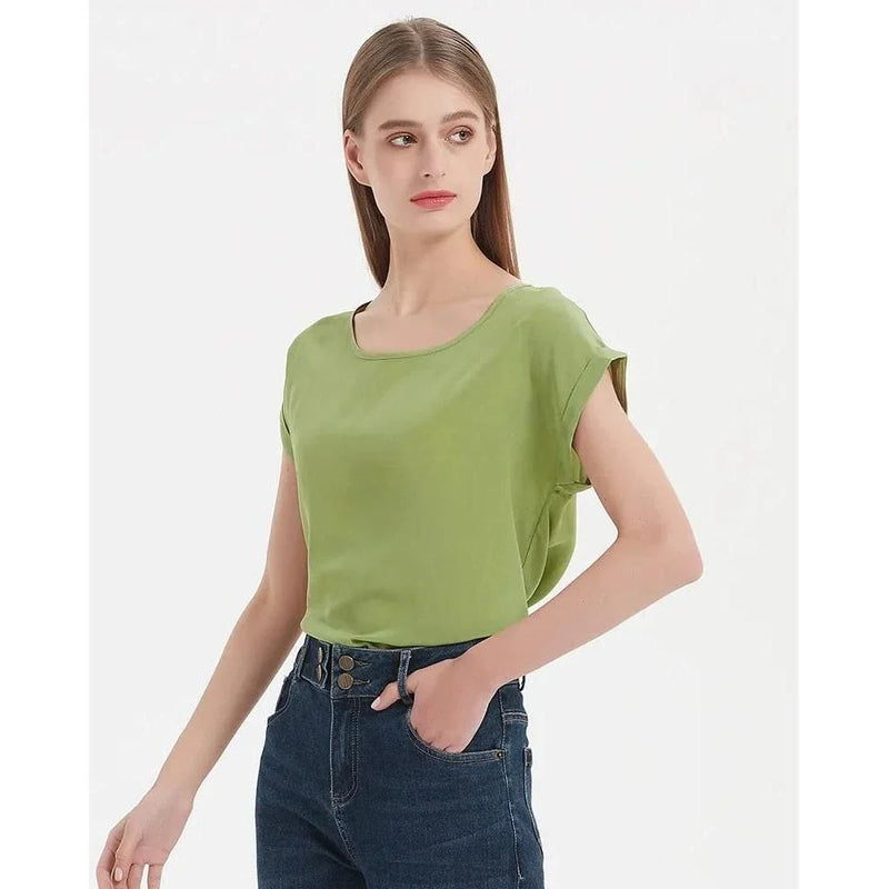 GiftHome UK Luxurious 100% Mulberry Silk Batwing Tee for Effortless Summer Style