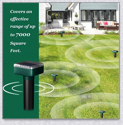 Premium solar-powered snake repellent device with ultrasonic waves for effective pest deterrence in UK gardens