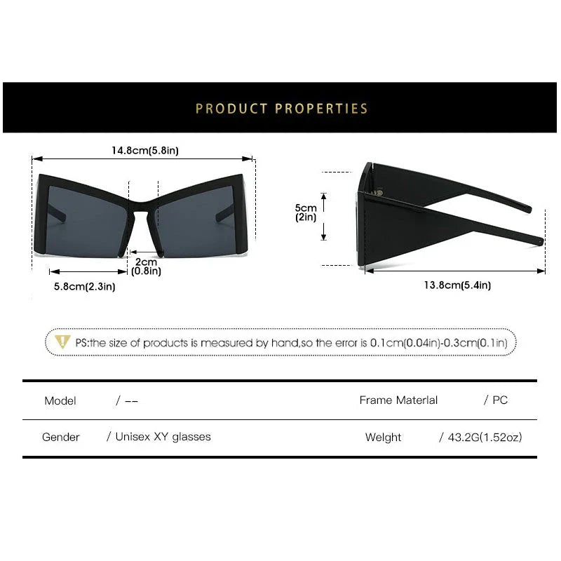 Irregular semi-rimless sunglasses with UV400 protection, offering a unique and stylish design for both men and women
