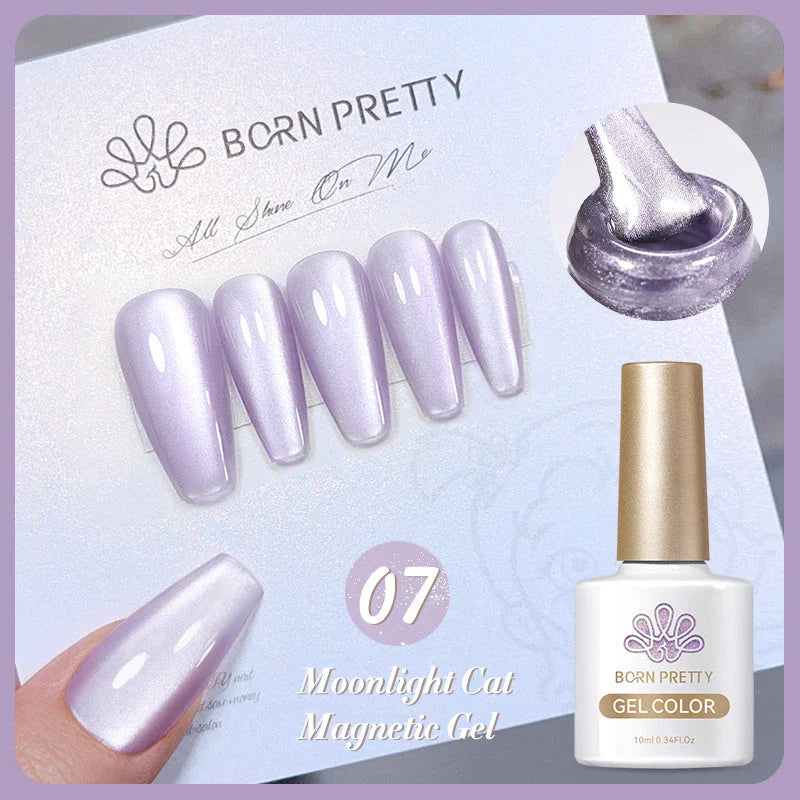 Radiant white light magnetic gel nail polish with sparkling glitter for enchanting, shimmering nail art designs