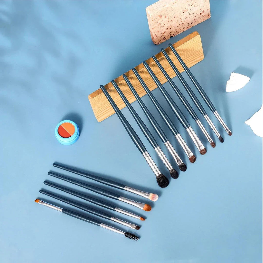 Premium 13-Piece Eye Makeup Brush Set with natural and synthetic bristles for flawless eye makeup application