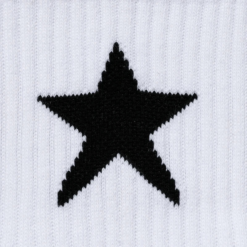 Premium white sports socks with a five-pointed star pattern, designed for men's active lifestyles.