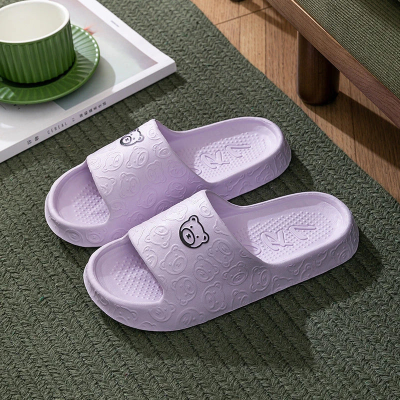 Soft, cosy bear-themed slippers with non-slip soles for comfortable indoor wear