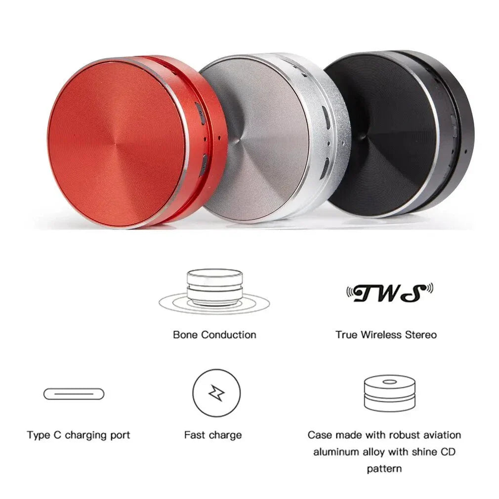 Compact, premium aluminium alloy Bluetooth bone conduction speaker with versatile sound experience