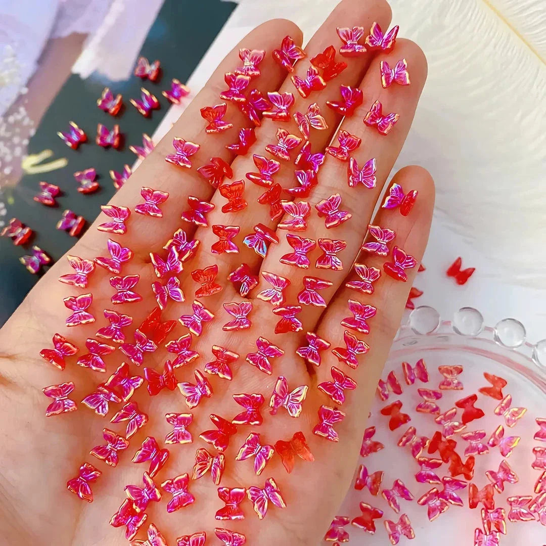Captivating Aurora Butterfly Nail Charms with a mesmerising reflective effect, perfect for elevated DIY nail art