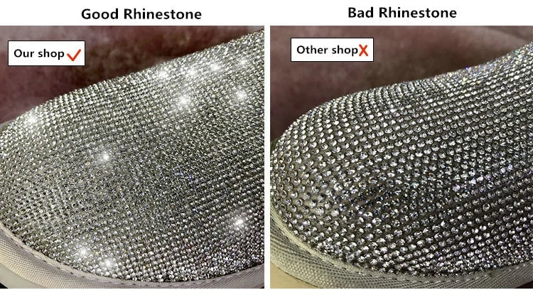 Premium rhinestone-embellished ankle boots for women, featuring a shimmering upper and durable rubber sole for winter wear