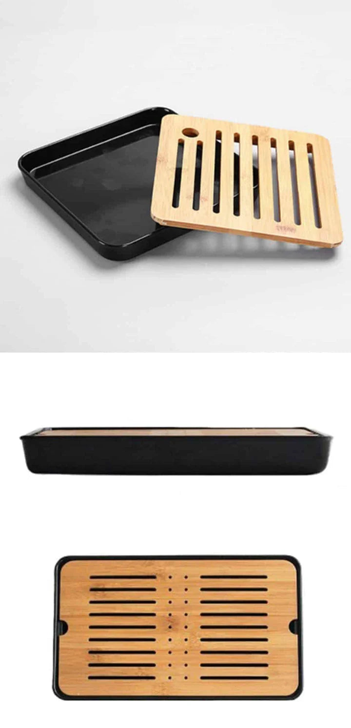 Premium bamboo tea tray saucer with sleek, elegant design for a sophisticated tea experience