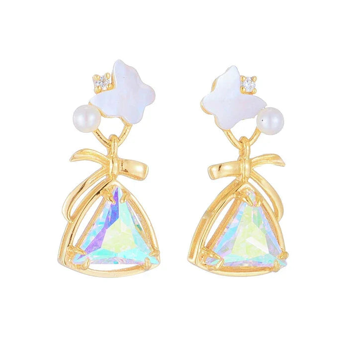 Elegant sterling silver butterfly earrings with a delicate and whimsical design, perfect for adding a touch of natural beauty to any outfit.
