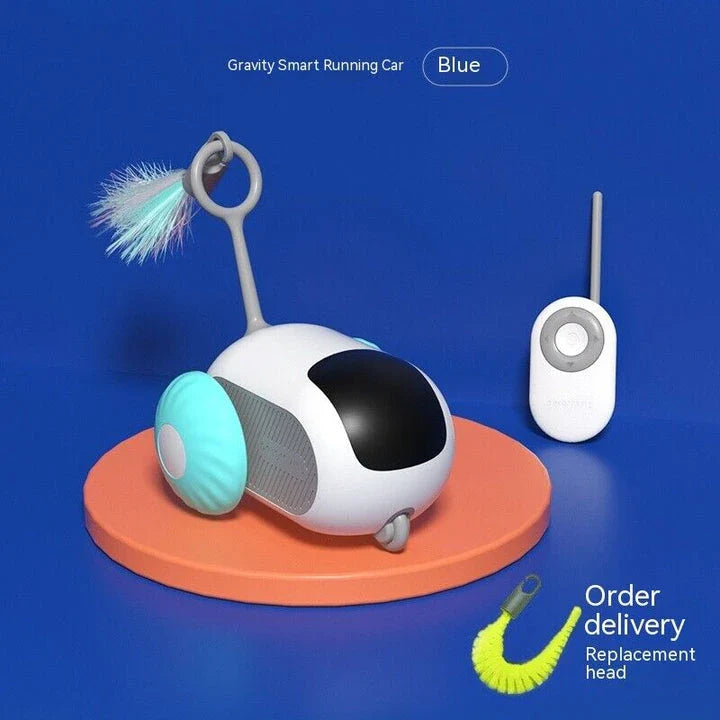 A wireless remote-controlled toy car with blinking lights, designed to engage and entertain indoor cats and kittens.
