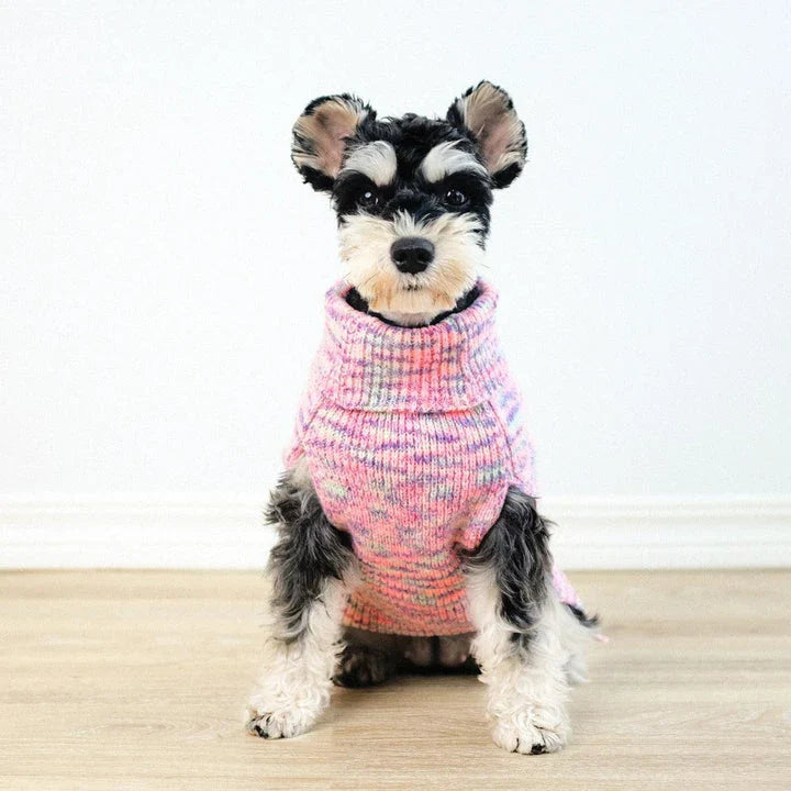 Stylish and cosy purple turtleneck sweater for pets, made with premium acrylic fibres for maximum comfort and warmth.