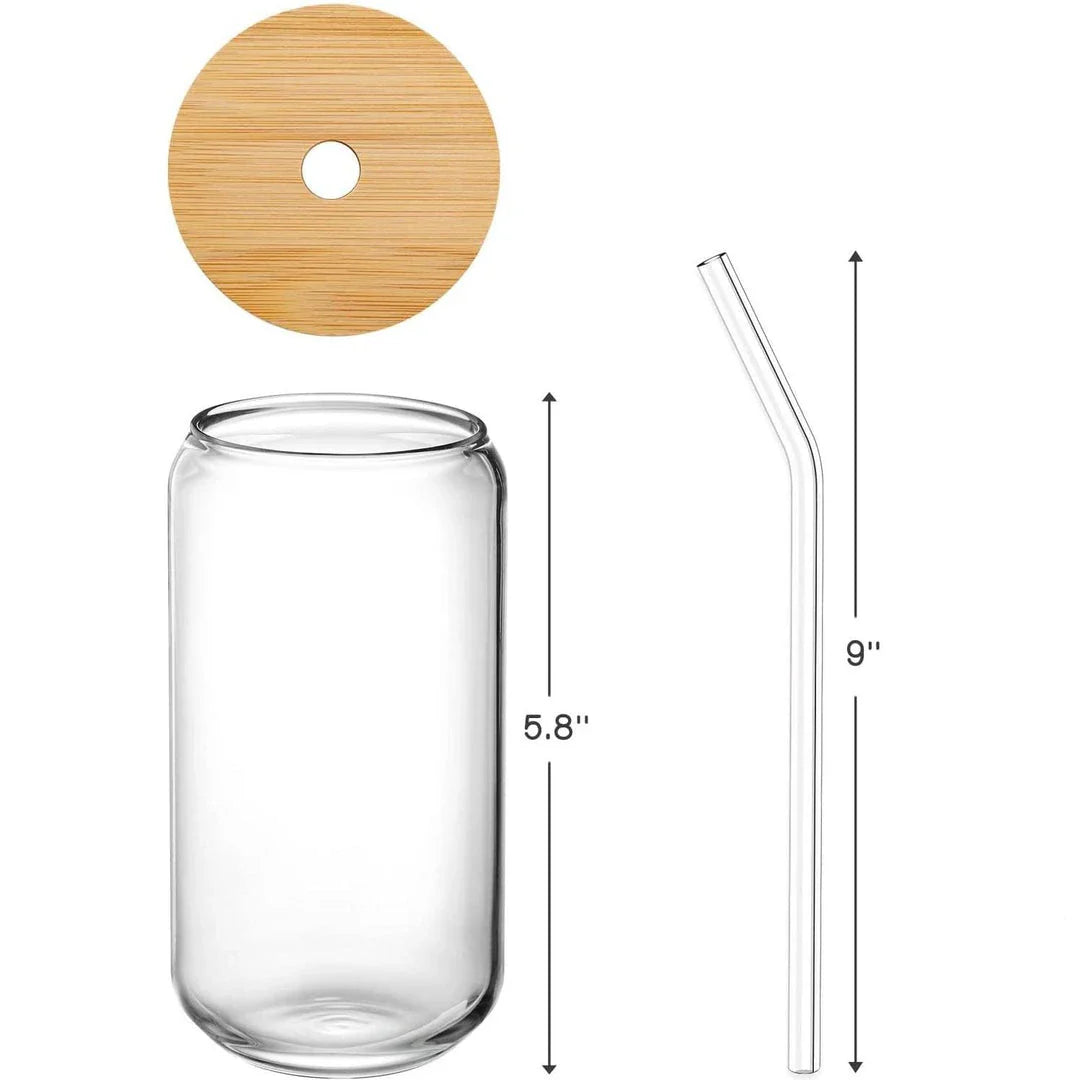 Premium 18.6 oz glass cup with lid and reusable straw for enjoying a variety of cold beverages