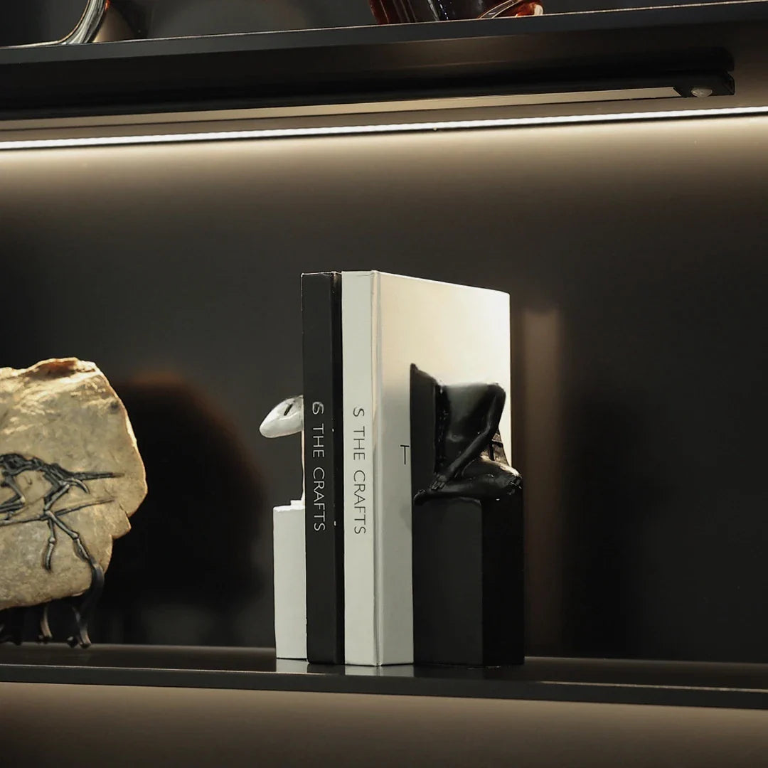 Elegant abstract sculpture in black and white, a minimalist desktop ornament that adds modern art decor to any space