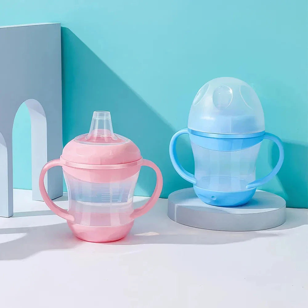Premium leak-proof children's water bottle with easy-grip handle, transparent cover, and safe 3cm sucking mouth