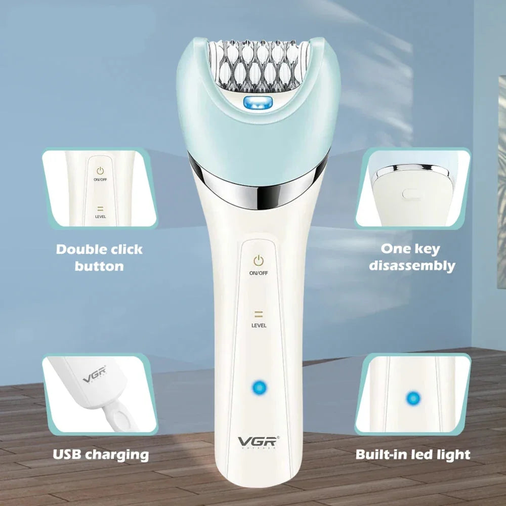 Premium 5-in-1 Rechargeable Electric Grooming Kit for Women with Interchangeable Heads, Waterproof Design, and Long-Lasting Battery