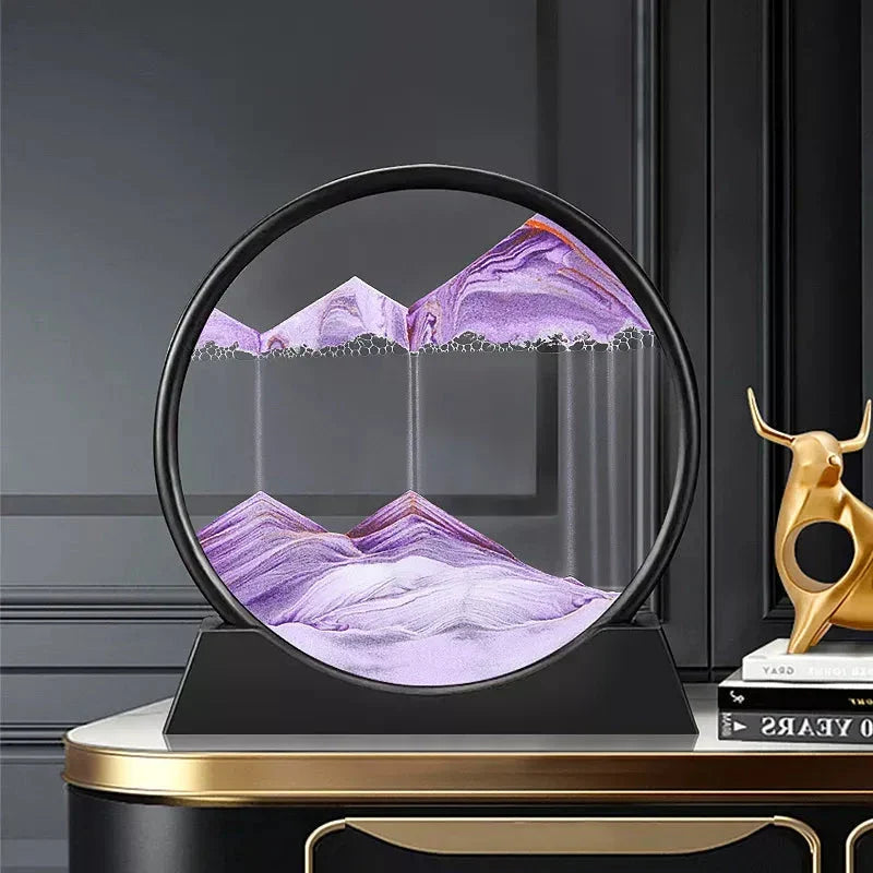 Captivating retro sandscape hourglass with mesmerising deep sea moving sand art