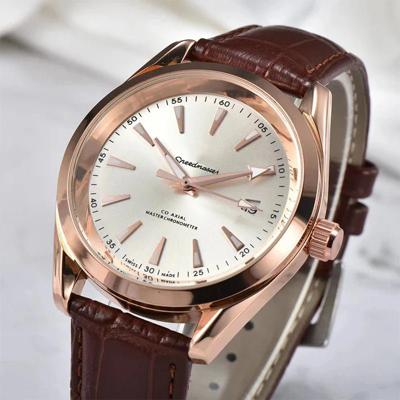 Sophisticated automatic mechanical watch with a sleek blackboard face, transparent case back, and steel strap for discerning gentlemen