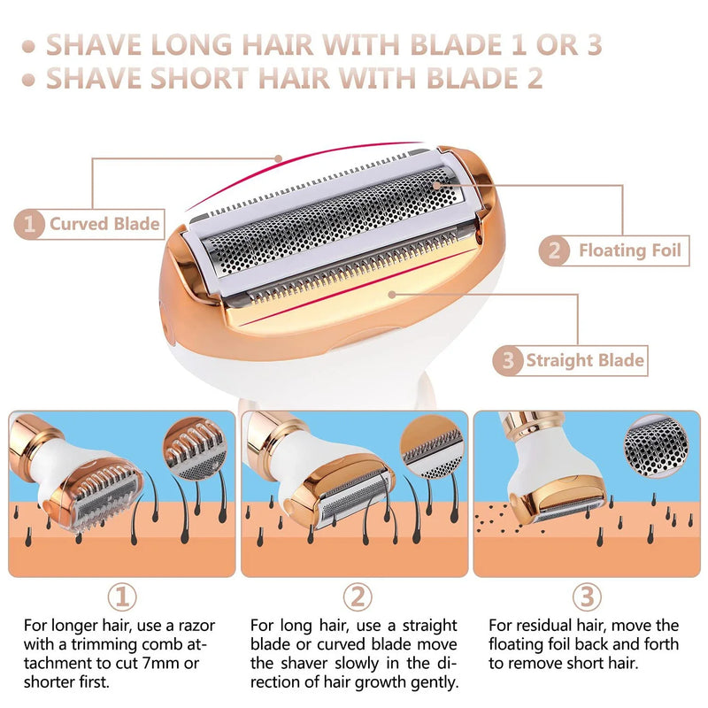 GiftHome UK Versatile 4-in-1 Women's Electric Shaver & Eyebrow Trimmer with USB Charging