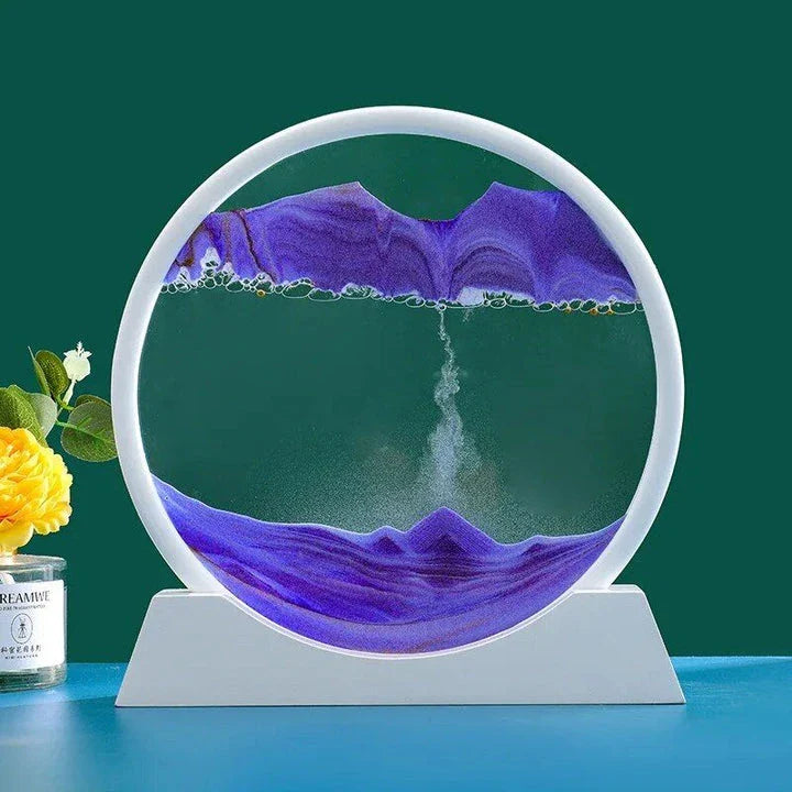Captivating retro sandscape hourglass with mesmerising deep sea moving sand art