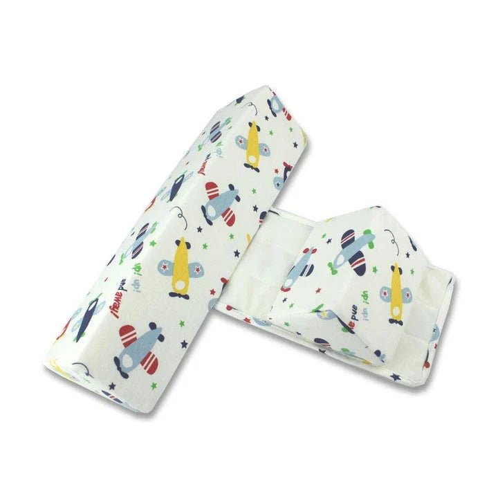 Soft, breathable cotton newborn baby sleeping pillow with adjustable fit and triangular anti-roll design for a comfortable, secure sleeping experience