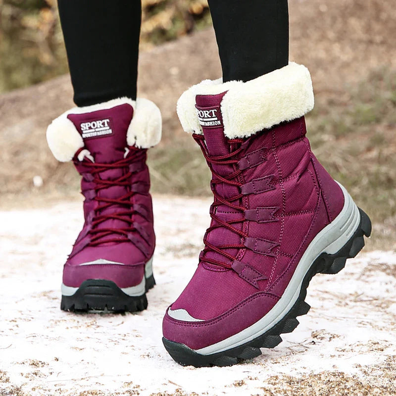 Premium cotton snow boots with waterproof design, plush lining, and non-slip outsole for women