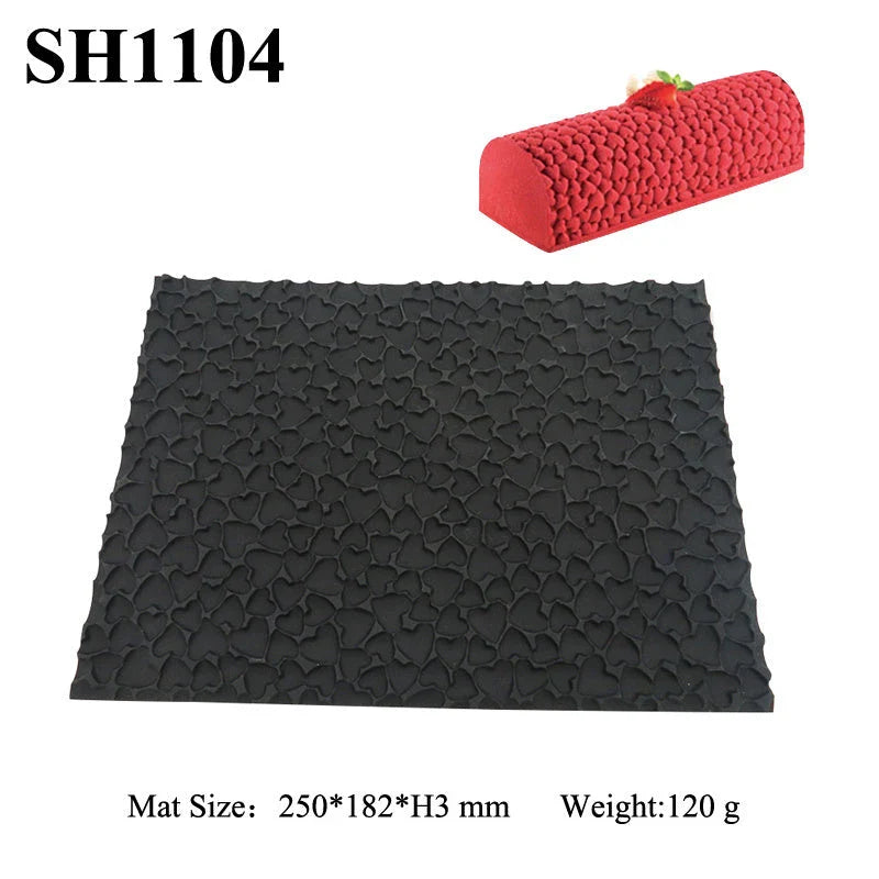 Premium silicone cake mould with woven heart-shaped and wood grain textures for creating delightful desserts