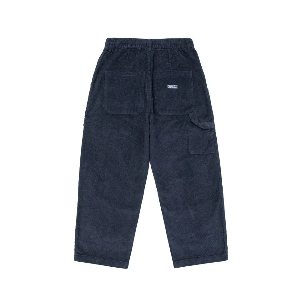 Retro corduroy straight-leg casual trousers for men in khaki and navy blue colours
