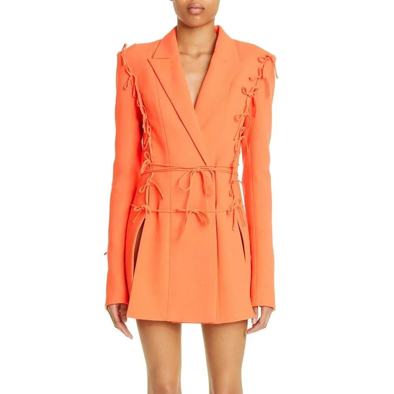 GiftHome UK Sophisticated Notched Collar Blazer with Elegant Bow Detail