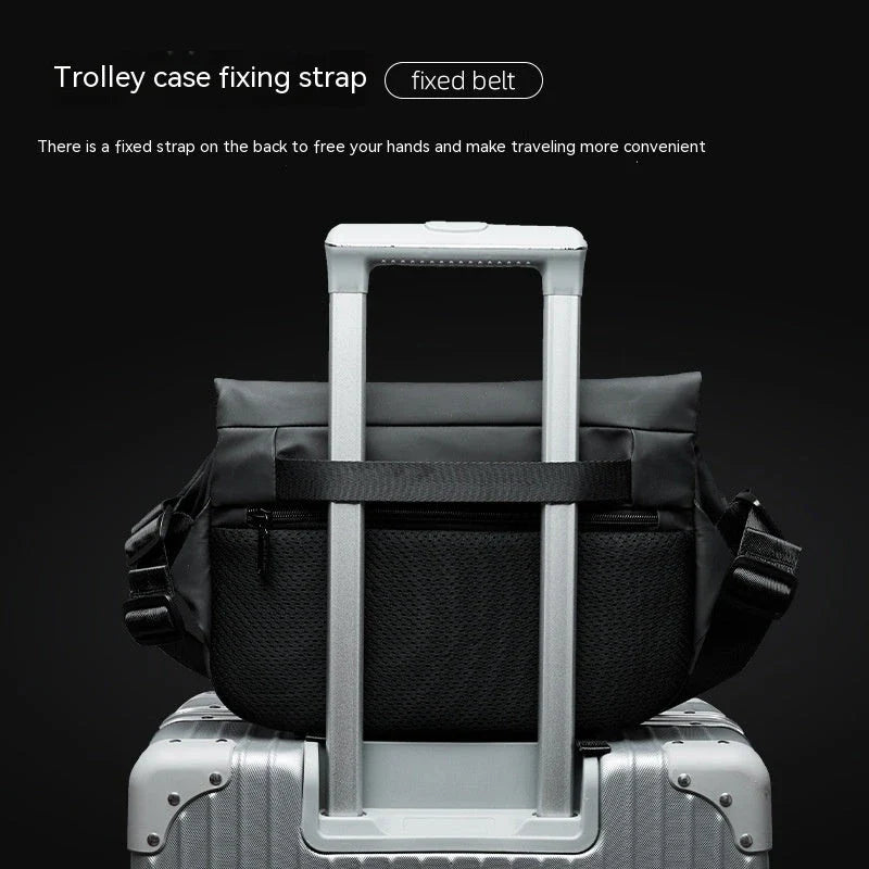 A sleek, minimalist crossbody bag with a mechanical-inspired design, crafted from premium PVC for durability and breathability.