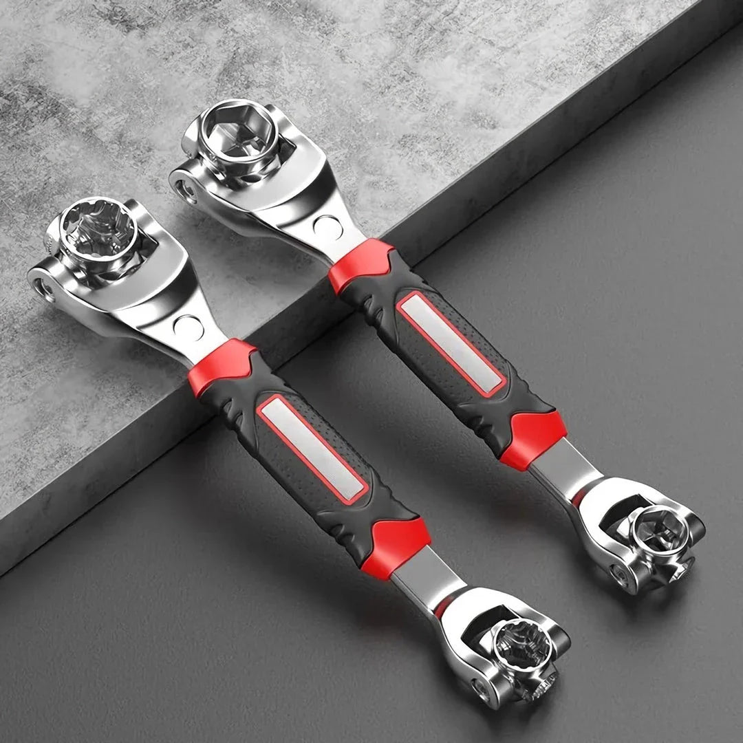 A versatile 52-in-1 socket wrench tool with a red finish, designed for comprehensive fastening needs and multipurpose functionality.