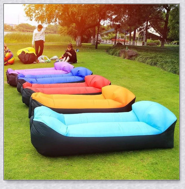 Outdoor Inflatable Couch in various vibrant colour options, perfect for relaxing in the garden, at the beach, or during a picnic