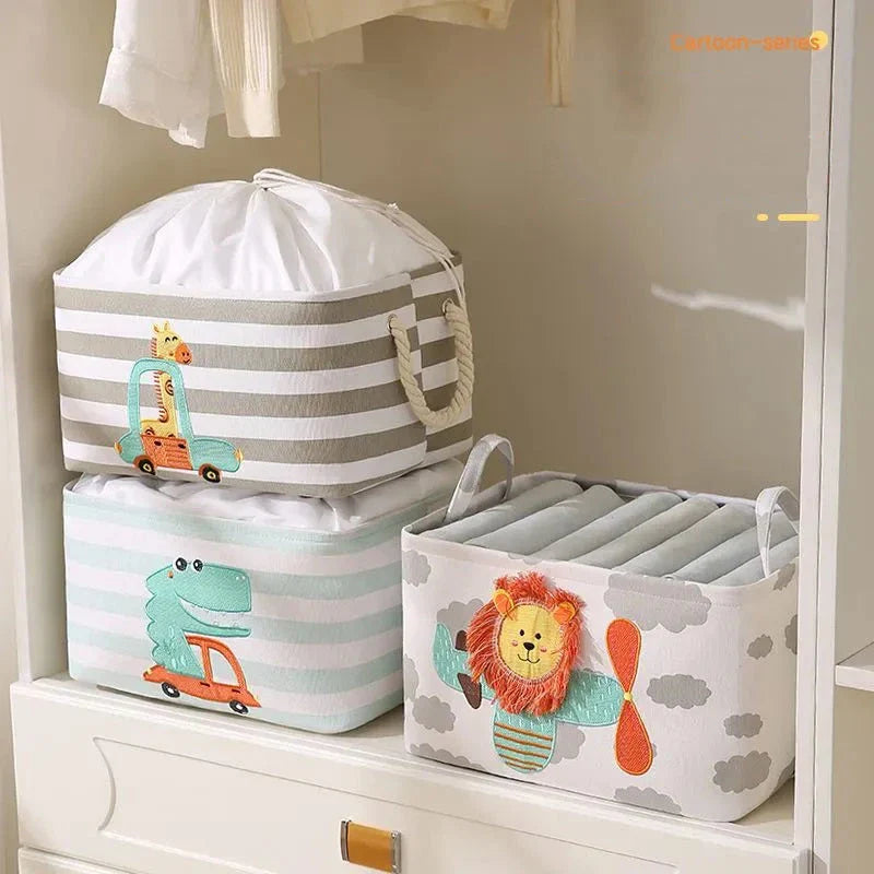 Premium Folding Linen Storage Basket with sturdy handles and iron support ring for versatile organisation and clutter-free spaces