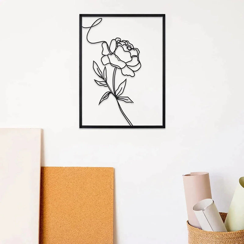 GiftHome UK Stylish Minimalist Rose Flower Metal Wall Decor