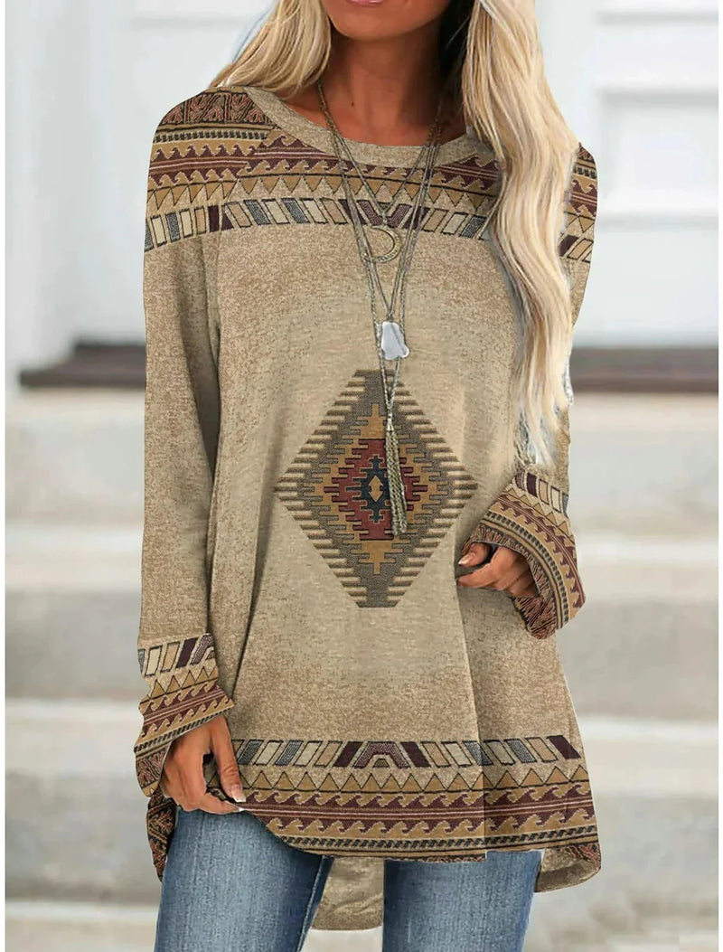 GiftHome UK Retro Ethnic Style Cotton T-Shirt Dress