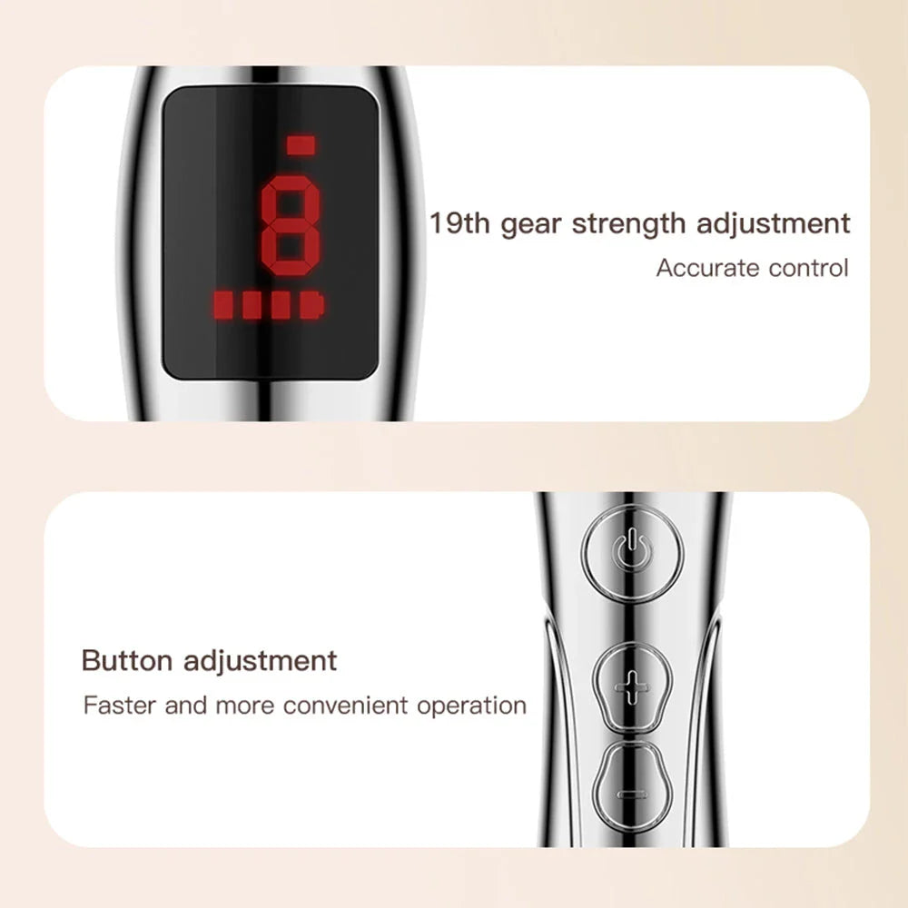 Electronic Acupuncture Massage Pen with 19 adjustable intensity levels and three targeted massage modes for natural pain relief and muscle relaxation