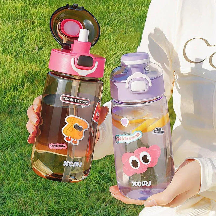 Stylish 700ml plastic water bottle with DIY stickers for personalization, suitable for various beverages and on-the-go use