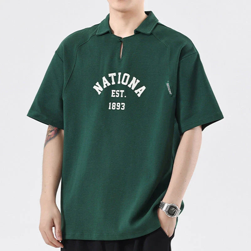 Premium half-sleeve cotton shirt with pearl collar in brown, melange grey, and dark green colours