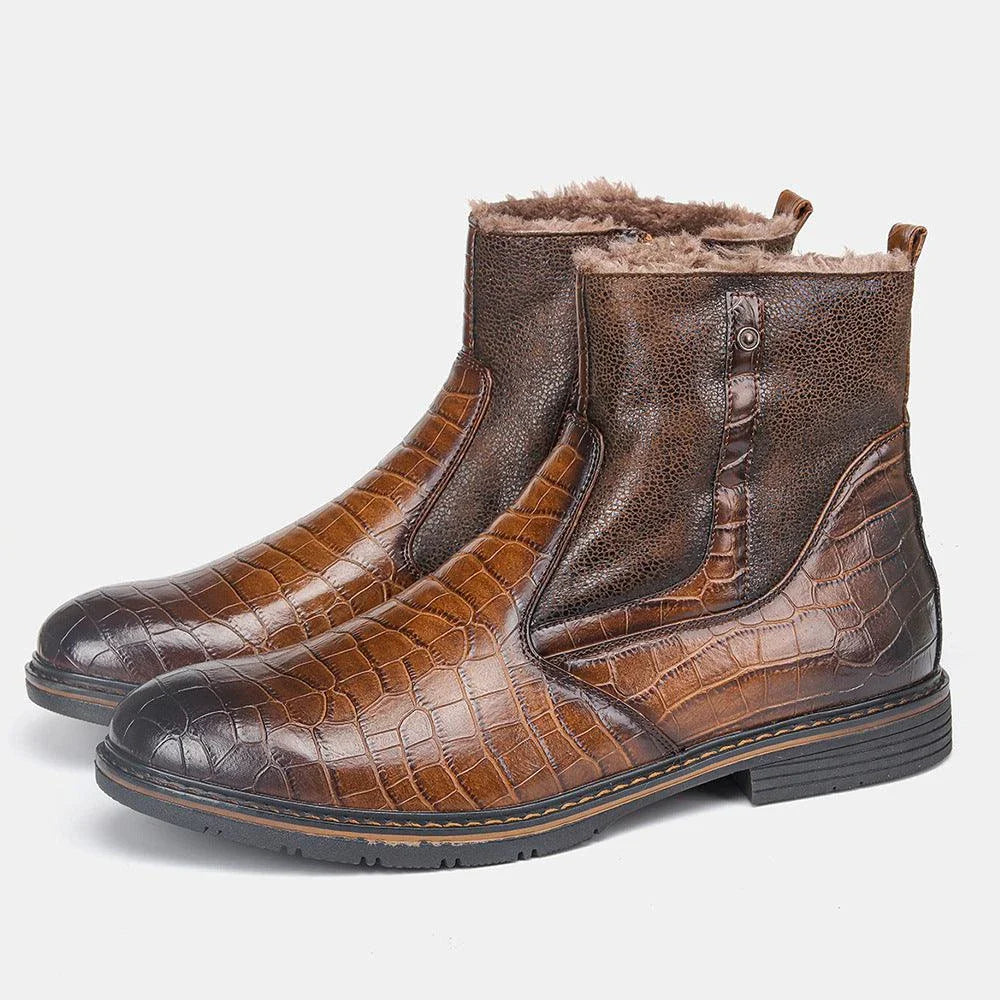Retro Classic Leather Boots with Pointed Toe Design, Antiskid Sole, and Handsome Sewing Details