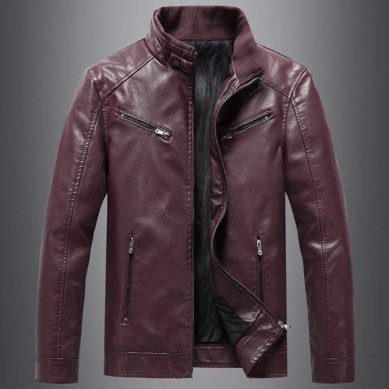 Stylish Fleece-Padded Jacket with PU Leather Accents in Various Colours