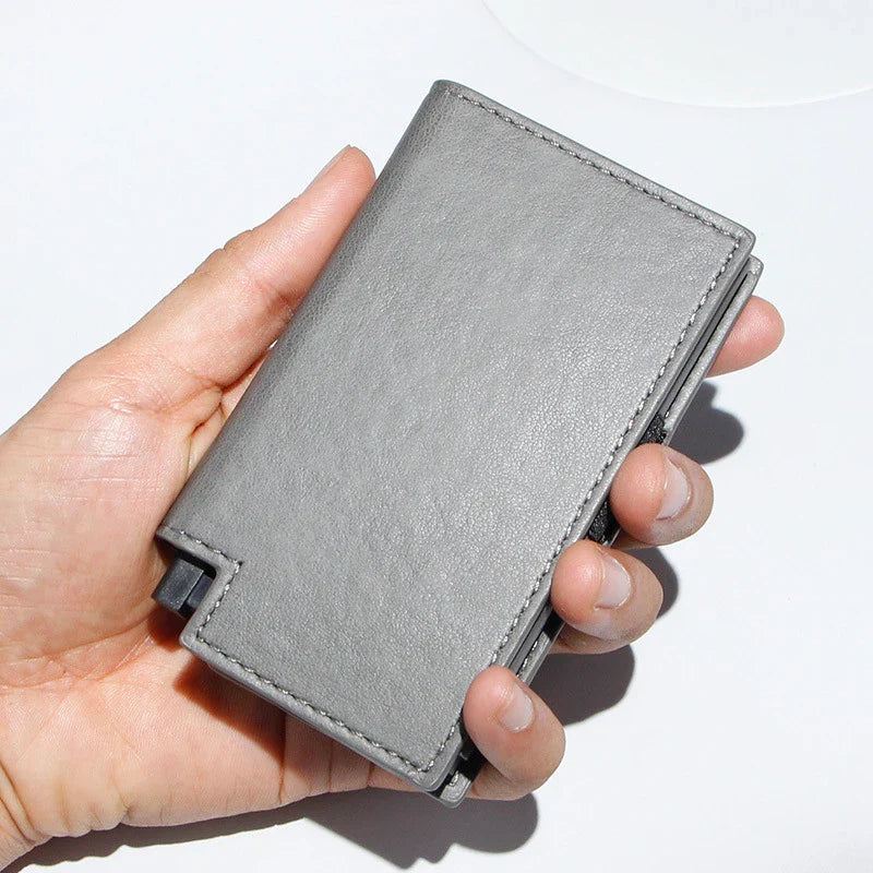 Aluminium alloy card wallet with automatic pop-up function, available in multiple stylish colours