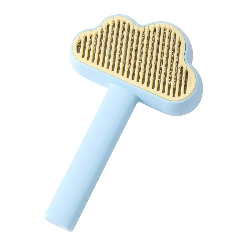 Premium self-cleaning pet comb in various colours, featuring a unique hair removal mechanism for effortless grooming