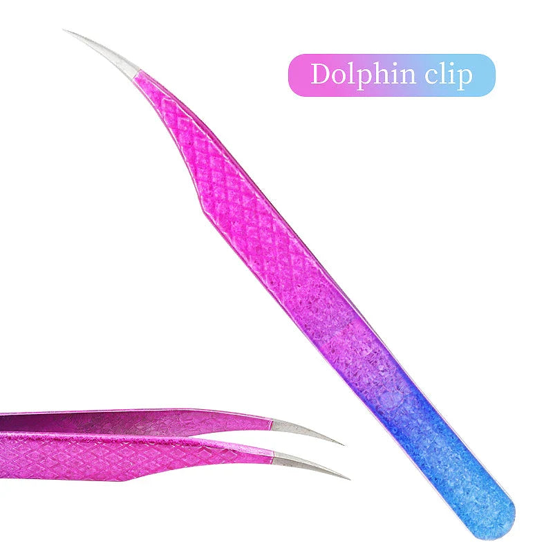 Precision Eyelash Tweezers with Elegant Ice Flower Design - Superhard Stainless Steel, Anti-static, Ergonomic Grip