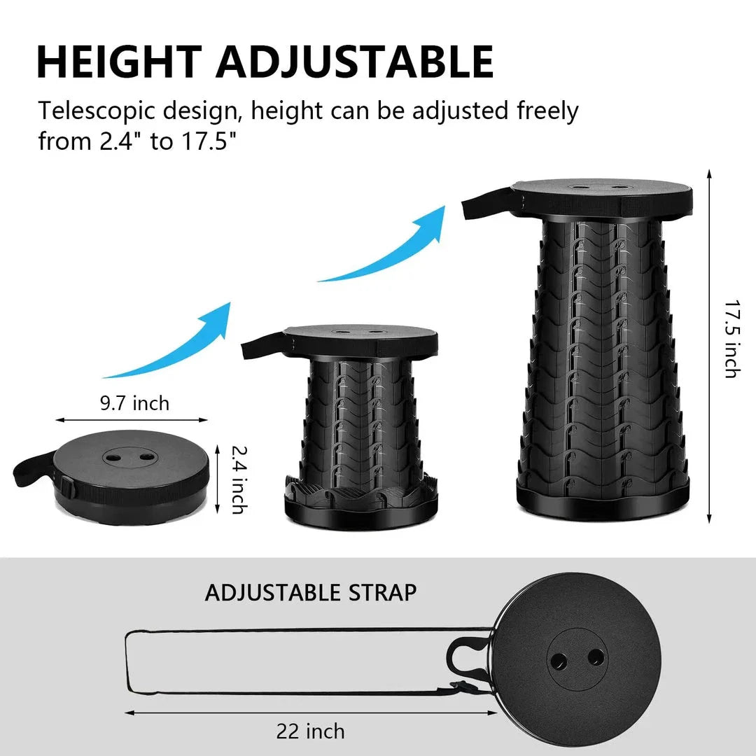 Adjustable Height Portable Telescopic Stool - Sturdy, Lightweight, and Perfect for Outdoor Activities