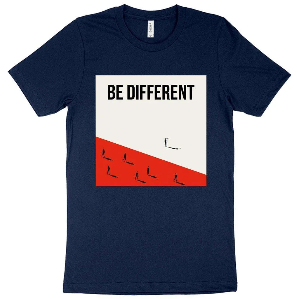 Distinctive and comfortable British t-shirt with 'Be Different' print, made from premium Airlume cotton in the USA