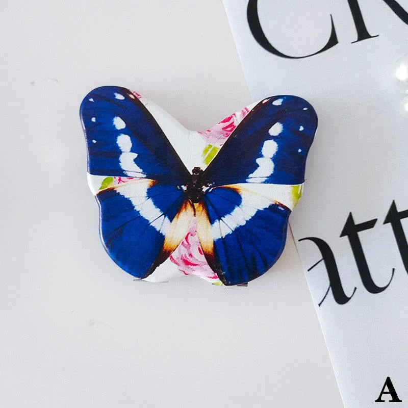 Elegant foldable butterfly makeup mirror with premium PU leather and tempered glass construction