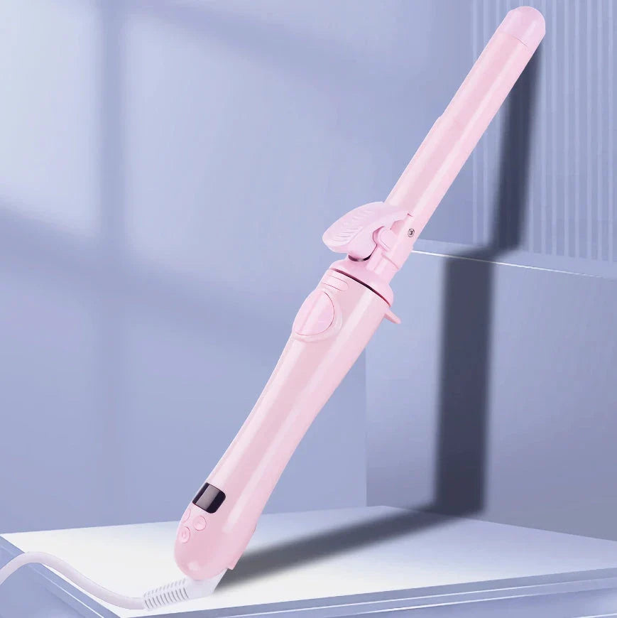 25mm Automatic Curling Iron with 360-degree rotation, ceramic coating, and LCD temperature display