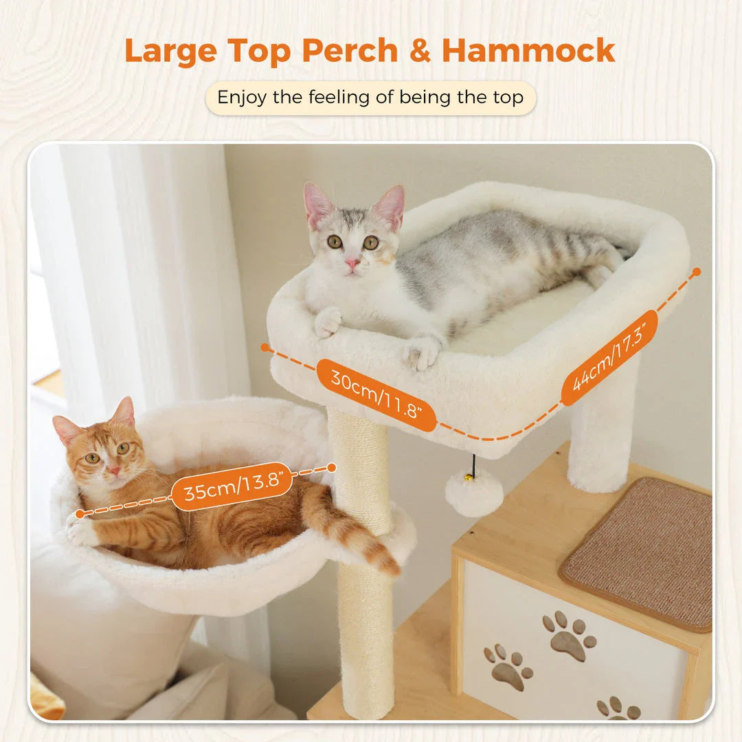 Spacious multi-level cat tree with cozy condos, hammocks, and sisal scratching posts for your feline friends